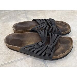 Birkenstock Sandals Sz 39 L8 M6 Brown Granada Slides Leather Buckle Casual Flats